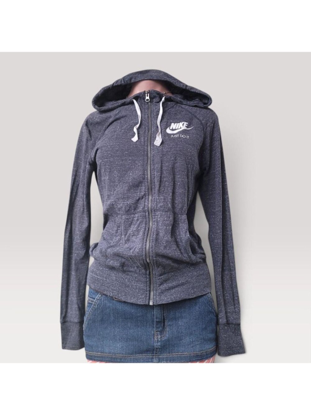 Nike Sportswear Vintage Heather Grey Slim Zip Up Hoodie (S)